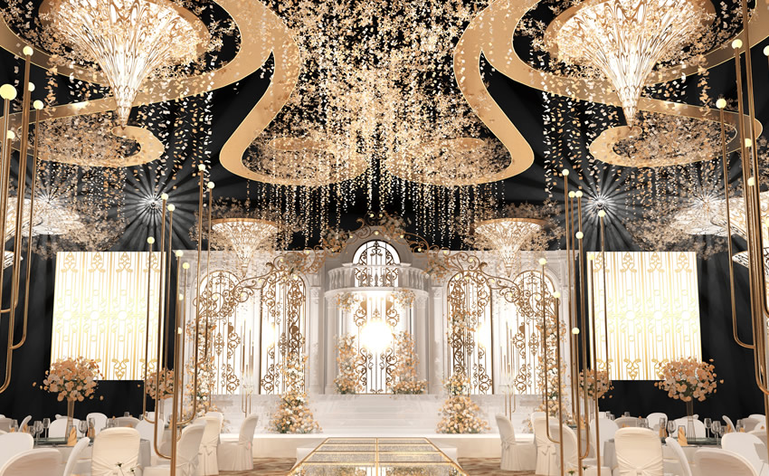 向阳街道花木兰喜事汇金色大厅效果展示